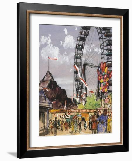 Ferris Wheel at Vienna Prater-Franz Hogenberg-Framed Giclee Print