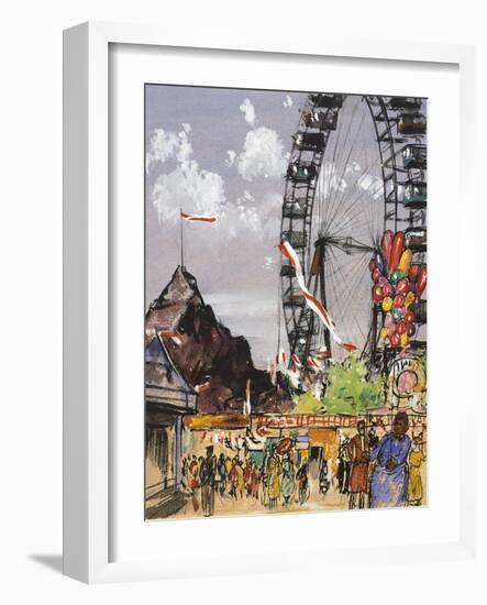 Ferris Wheel at Vienna Prater-Franz Hogenberg-Framed Giclee Print