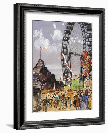 Ferris Wheel at Vienna Prater-Franz Hogenberg-Framed Giclee Print