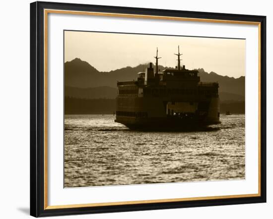 Ferry Boat at Sunset, Washington, USA-David Barnes-Framed Photographic Print