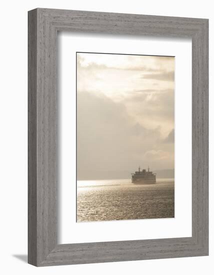 Ferry Boats Crossing Elliott Bay from Seattle, Washington-Greg Probst-Framed Photographic Print