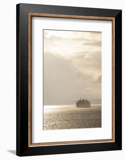 Ferry Boats Crossing Elliott Bay from Seattle, Washington-Greg Probst-Framed Photographic Print