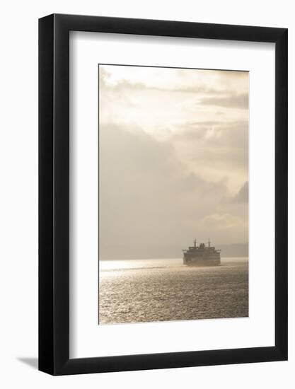 Ferry Boats Crossing Elliott Bay from Seattle, Washington-Greg Probst-Framed Photographic Print