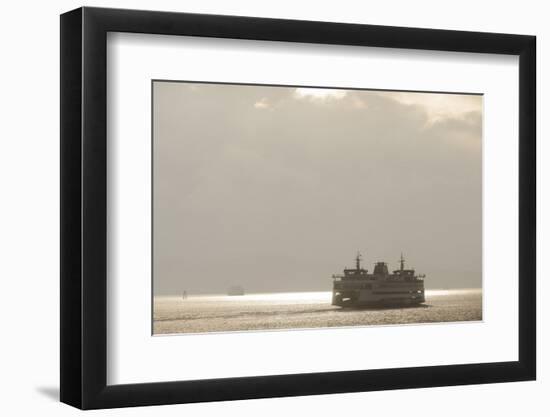 Ferry Boats Crossing Elliott Bay from Seattle, Washington-Greg Probst-Framed Photographic Print