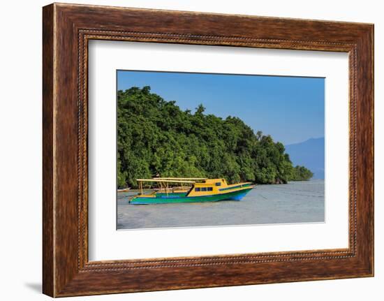 Ferry boats moored on the central bay, Bunaken Island, North Sulawesi-Robert Francis-Framed Photographic Print