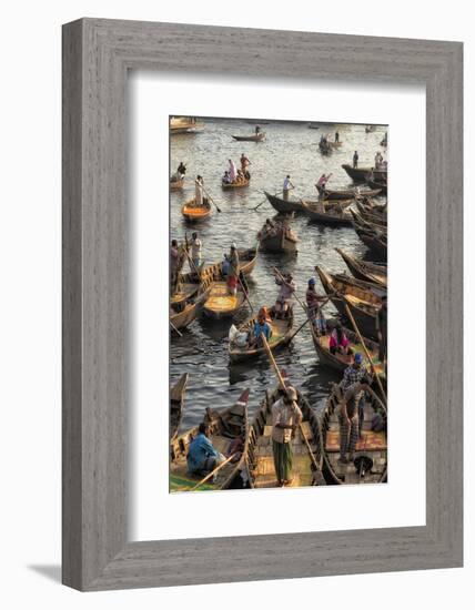 Ferry boats on Buriganga River at Sadarghat (City Wharf), Dhaka River Port, Dhaka, Bangladesh-Keren Su-Framed Photographic Print