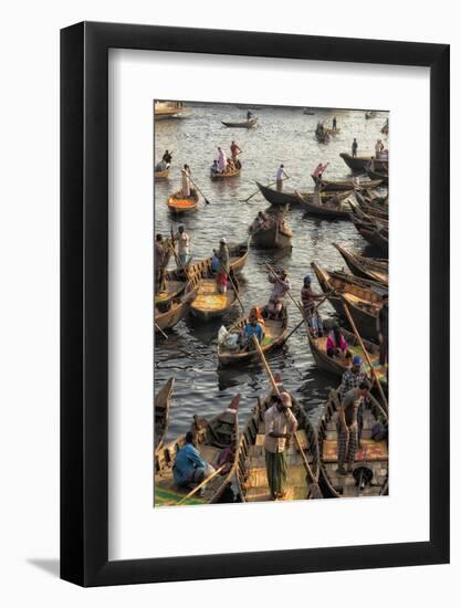 Ferry boats on Buriganga River at Sadarghat (City Wharf), Dhaka River Port, Dhaka, Bangladesh-Keren Su-Framed Photographic Print