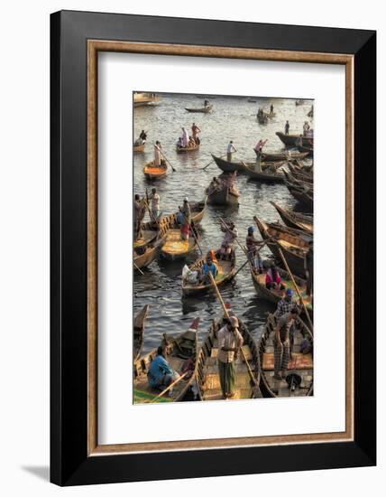 Ferry boats on Buriganga River at Sadarghat (City Wharf), Dhaka River Port, Dhaka, Bangladesh-Keren Su-Framed Photographic Print