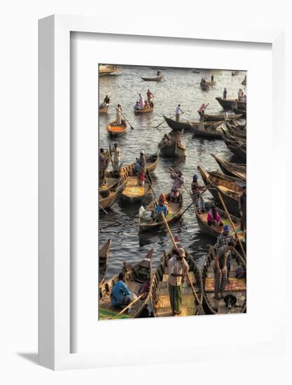 Ferry boats on Buriganga River at Sadarghat (City Wharf), Dhaka River Port, Dhaka, Bangladesh-Keren Su-Framed Photographic Print