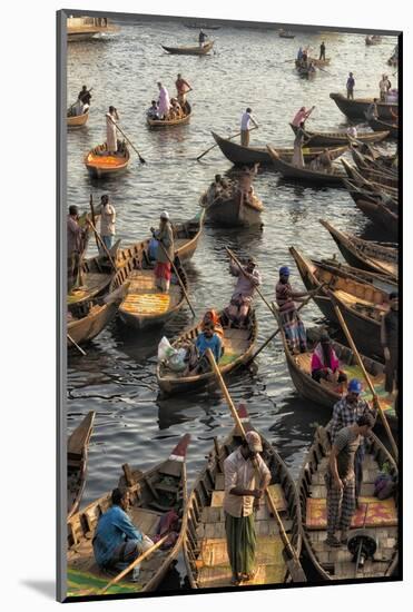 Ferry boats on Buriganga River at Sadarghat (City Wharf), Dhaka River Port, Dhaka, Bangladesh-Keren Su-Mounted Photographic Print