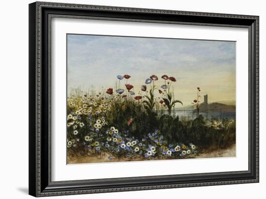 Ferry Carrig Castle, Co. Wexford, Seen Through a Bank of Wild Flowers-Andrew Nicholl-Framed Premium Giclee Print