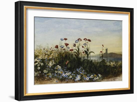 Ferry Carrig Castle, Co. Wexford, Seen Through a Bank of Wild Flowers-Andrew Nicholl-Framed Premium Giclee Print