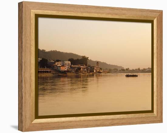 Ferry Crosssing the River Ganges at Sunset, Haridwar, Uttaranchal, India, Asia-Mark Chivers-Framed Premier Image Canvas