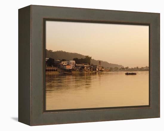 Ferry Crosssing the River Ganges at Sunset, Haridwar, Uttaranchal, India, Asia-Mark Chivers-Framed Premier Image Canvas