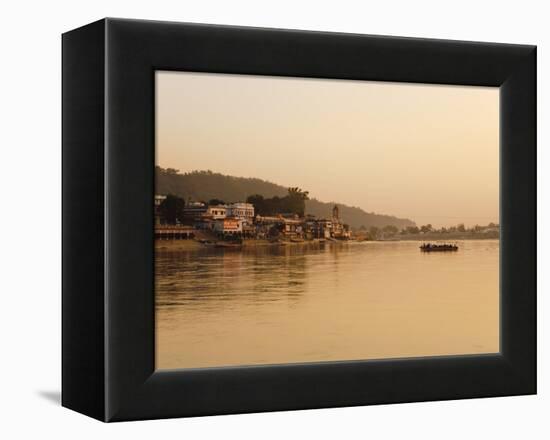 Ferry Crosssing the River Ganges at Sunset, Haridwar, Uttaranchal, India, Asia-Mark Chivers-Framed Premier Image Canvas