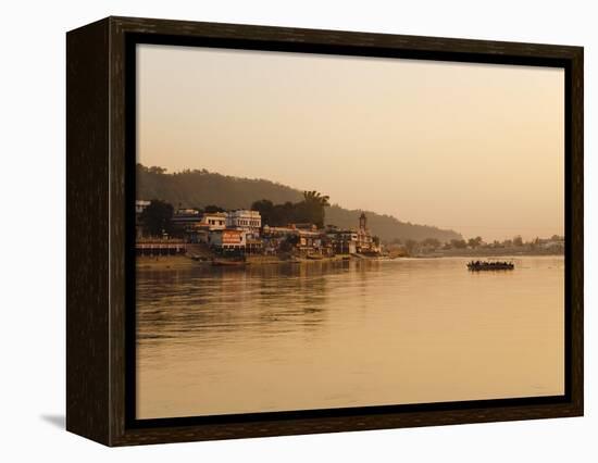 Ferry Crosssing the River Ganges at Sunset, Haridwar, Uttaranchal, India, Asia-Mark Chivers-Framed Premier Image Canvas