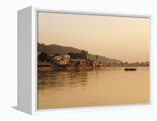 Ferry Crosssing the River Ganges at Sunset, Haridwar, Uttaranchal, India, Asia-Mark Chivers-Framed Premier Image Canvas