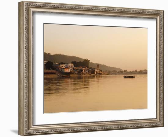 Ferry Crosssing the River Ganges at Sunset, Haridwar, Uttaranchal, India, Asia-Mark Chivers-Framed Photographic Print