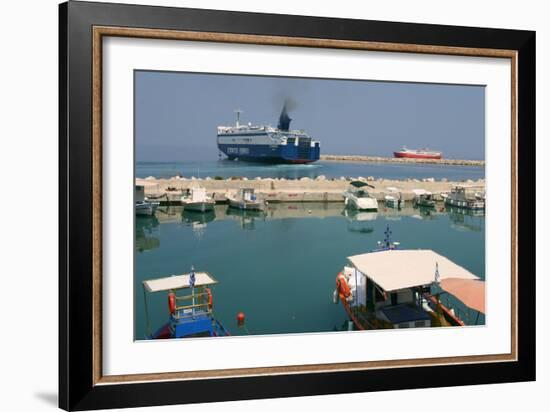 Ferry Departing from the Harbour of Poros, Kefalonia, Greece-Peter Thompson-Framed Photographic Print