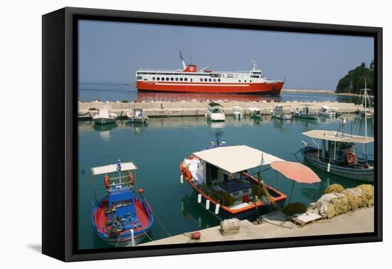 Ferry Entering the Harbour of Poros, Kefalonia, Greece-Peter Thompson-Framed Premier Image Canvas