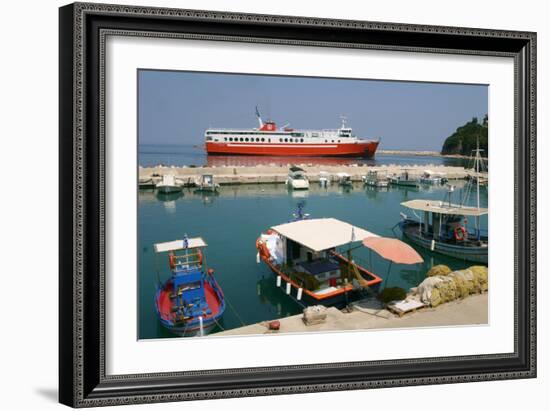 Ferry Entering the Harbour of Poros, Kefalonia, Greece-Peter Thompson-Framed Photographic Print