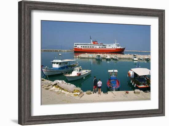 Ferry in the Harbour of Poros, Kefalonia, Greece-Peter Thompson-Framed Photographic Print