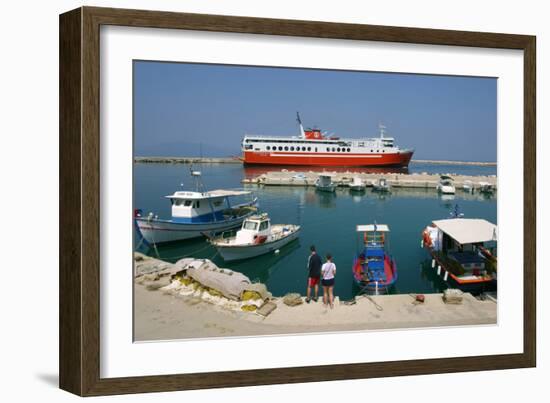 Ferry in the Harbour of Poros, Kefalonia, Greece-Peter Thompson-Framed Photographic Print