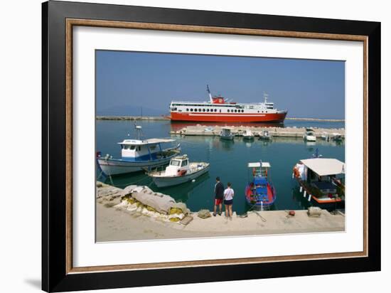 Ferry in the Harbour of Poros, Kefalonia, Greece-Peter Thompson-Framed Photographic Print