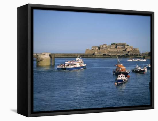 Ferry Passing Castle Cornet, St. Peter Port, Guernsey, Channel Islands, United Kingdom, Europe-Lightfoot Jeremy-Framed Premier Image Canvas