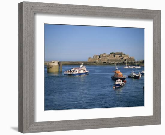 Ferry Passing Castle Cornet, St. Peter Port, Guernsey, Channel Islands, United Kingdom, Europe-Lightfoot Jeremy-Framed Photographic Print