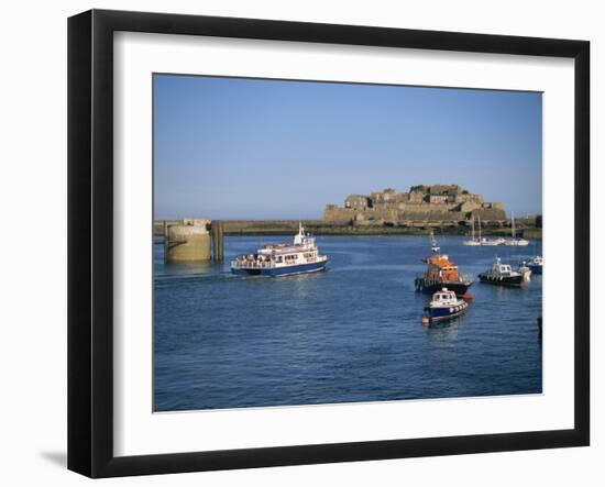 Ferry Passing Castle Cornet, St. Peter Port, Guernsey, Channel Islands, United Kingdom, Europe-Lightfoot Jeremy-Framed Photographic Print