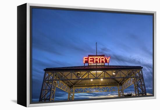 Ferry terminal at dusk, Jack London Square, Oakland, Alameda County, California, USA-Panoramic Images-Framed Premier Image Canvas