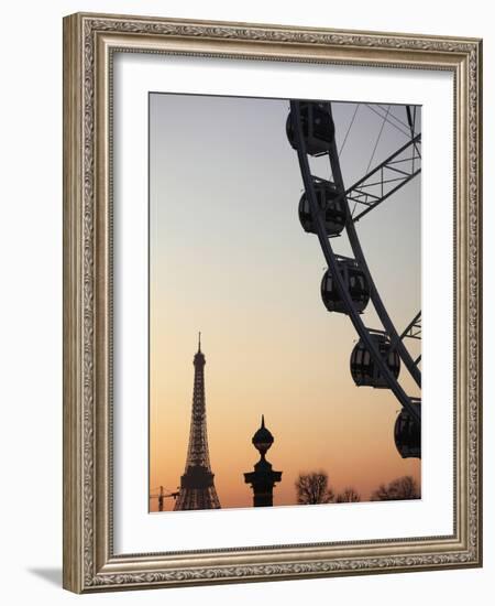 Ferry Wheel in Place De La Concorde with Eiffel Tower in the Background Near Sunset, Paris, France-Bruce Yuanyue Bi-Framed Photographic Print