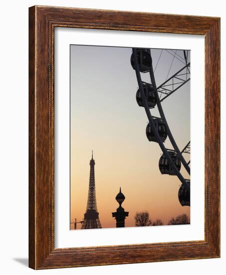 Ferry Wheel in Place De La Concorde with Eiffel Tower in the Background Near Sunset, Paris, France-Bruce Yuanyue Bi-Framed Photographic Print