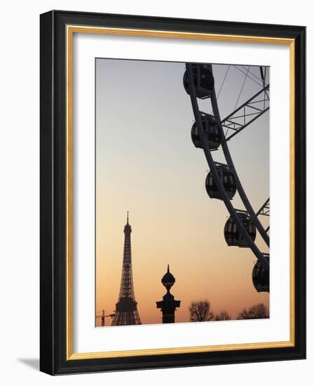 Ferry Wheel in Place De La Concorde with Eiffel Tower in the Background Near Sunset, Paris, France-Bruce Yuanyue Bi-Framed Photographic Print