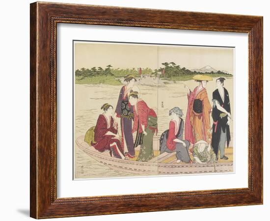 Ferryboat on the Rokugo River, 1784-Torii Kiyonaga-Framed Giclee Print