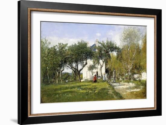 Fervaques, Garden and House of Monsieur Jacquette, 1877-Eugène Boudin-Framed Giclee Print