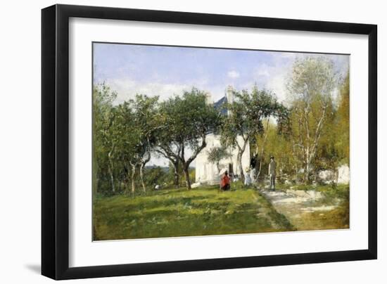 Fervaques, Garden and House of Monsieur Jacquette, 1877-Eugène Boudin-Framed Giclee Print