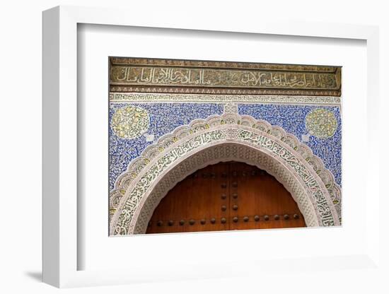 Fes, Morocco. Beautiful hand carved plaster detail, Moorish design.-Julien McRoberts-Framed Photographic Print