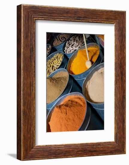 Fes, Morocco. Exotic spices for sale in the medina.-Julien McRoberts-Framed Photographic Print