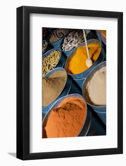 Fes, Morocco. Exotic spices for sale in the medina.-Julien McRoberts-Framed Photographic Print