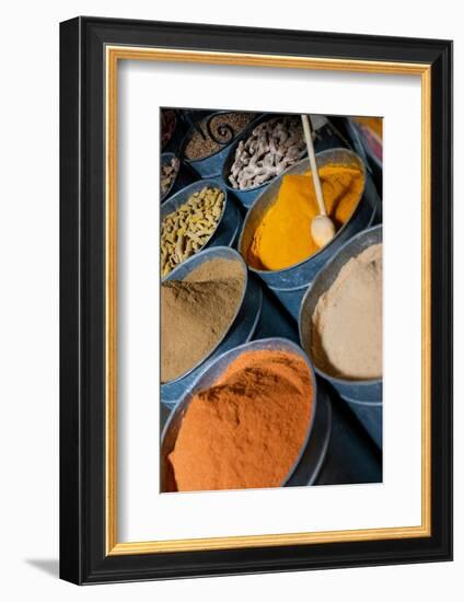 Fes, Morocco. Exotic spices for sale in the medina.-Julien McRoberts-Framed Photographic Print