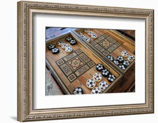 Fes, Morocco. Hand carved backgammon set with inlay.-Julien McRoberts-Framed Photographic Print