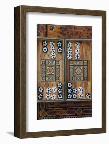 Fes, Morocco. Hand carved backgammon set with inlay.-Julien McRoberts-Framed Photographic Print