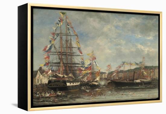 Festival in the Harbour of Honfleur, 1858-Eugene Louis Boudin-Framed Premier Image Canvas