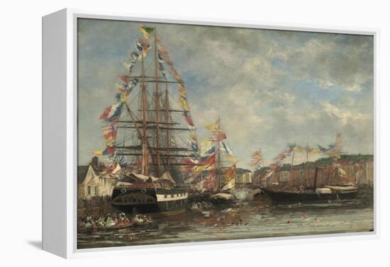 Festival in the Harbour of Honfleur, 1858-Eugene Louis Boudin-Framed Premier Image Canvas