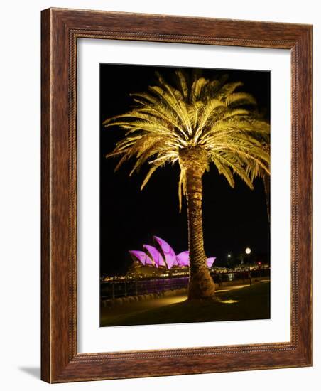 Festival of Light, Sydney Opera House and Palm Tree, Sydney, New South Wales, Australia, Pacific-Mark Mawson-Framed Photographic Print