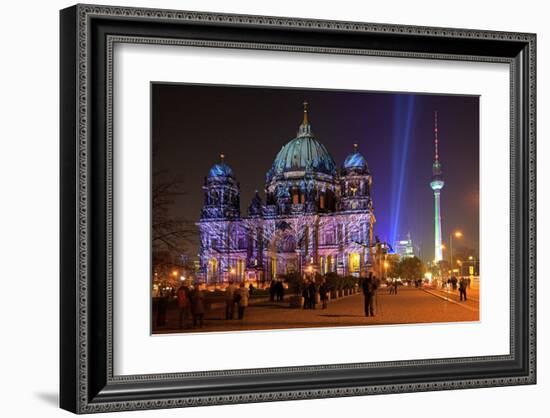 Festival of Lights, Berlin Cathedral at the Pleasure Garden, Lustgarten, Berlin-null-Framed Art Print