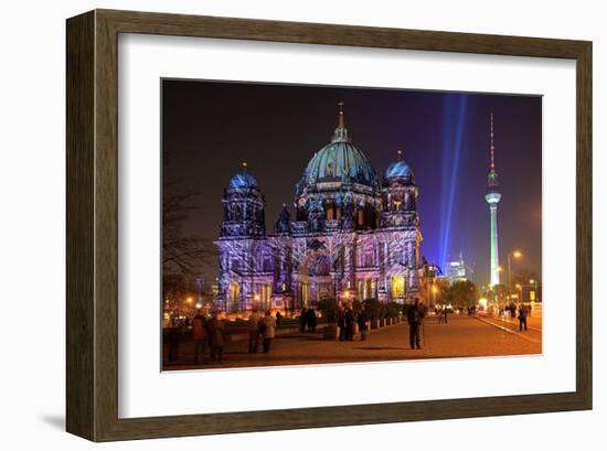 Festival of Lights, Berlin Cathedral at the Pleasure Garden, Lustgarten, Berlin-null-Framed Art Print