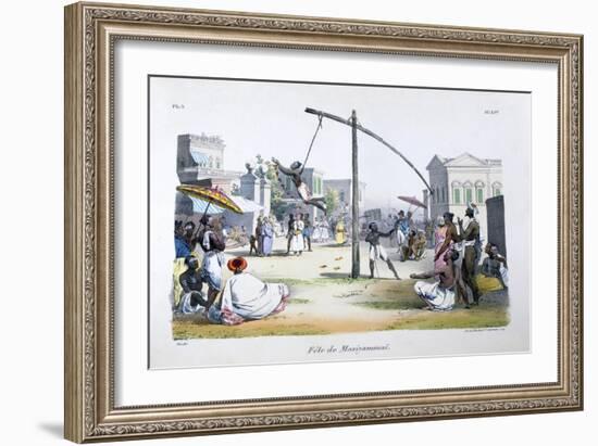 Festival of Mariyamma, or Mariyammai, (Hindu Deit), 1828-Marlet et Cie-Framed Giclee Print